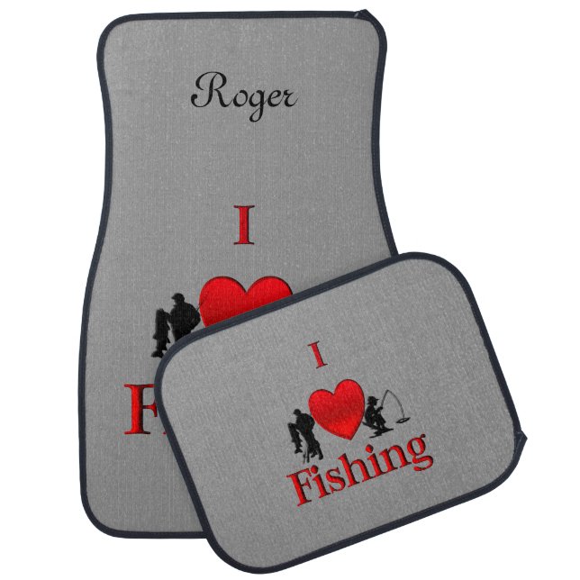 I Heart Fishing Car Floor Mat (Set)