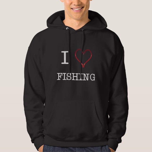I [Heart] Fishing Hooded Sweatshirt DARK (Front)