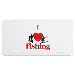 I Heart Fishing License Plate