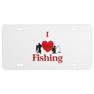I Heart Fishing License Plate