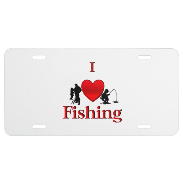I Heart Fishing License Plate (Front)