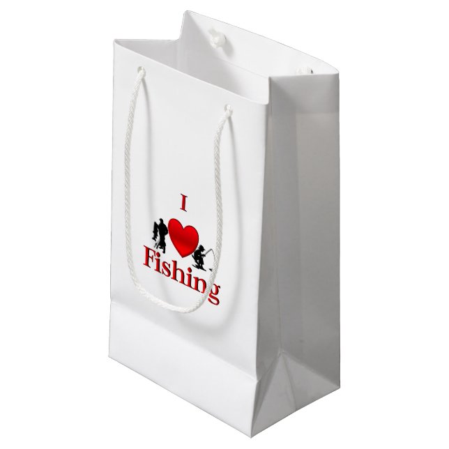 I Heart Fishing Small Gift Bag (Front Angled)