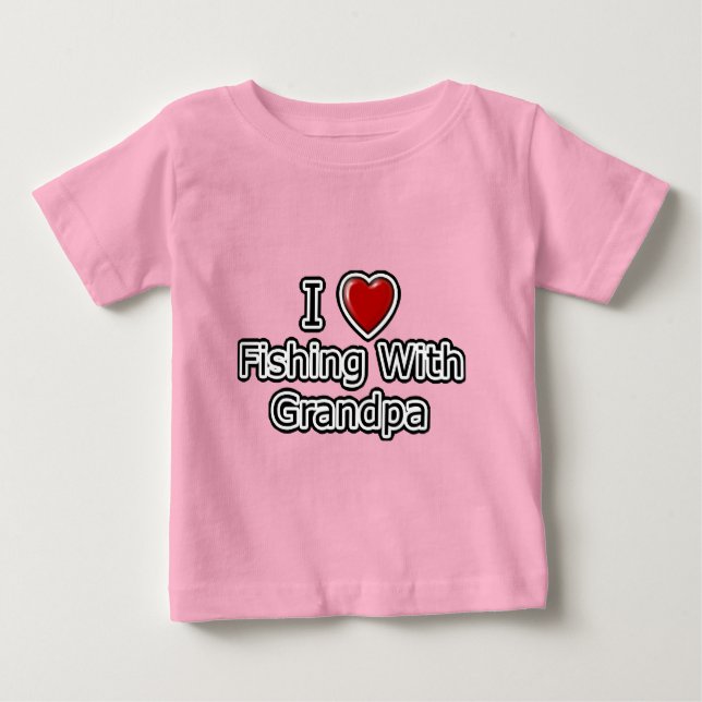 I Heart Fishing with Grandpa Baby T-Shirt (Front)