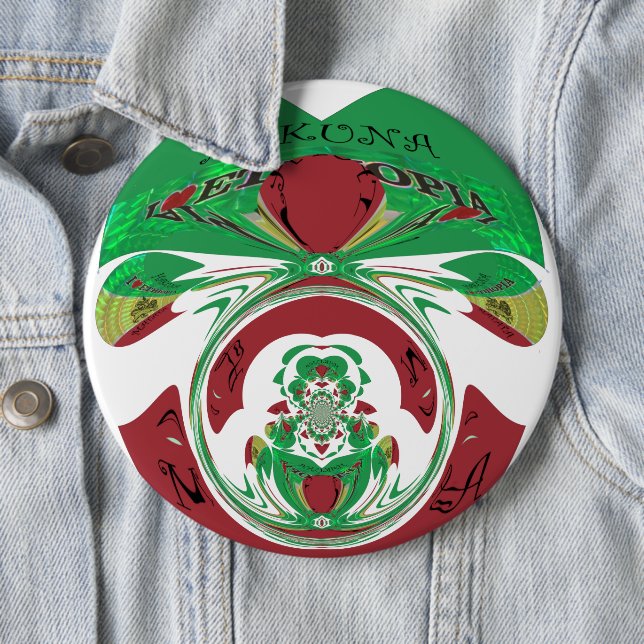 I Heart Flag - Love Ethiopia | Red Golden Green   Button (In Situ)