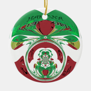 I Heart Flag - Love Ethiopia Red Golden Green Ho Ceramic Ornament