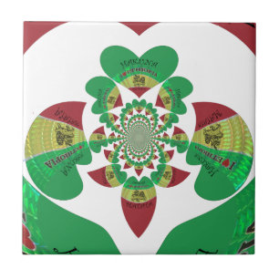 I Heart Flag - Love Ethiopia Red Golden Green Ho Ceramic Tile