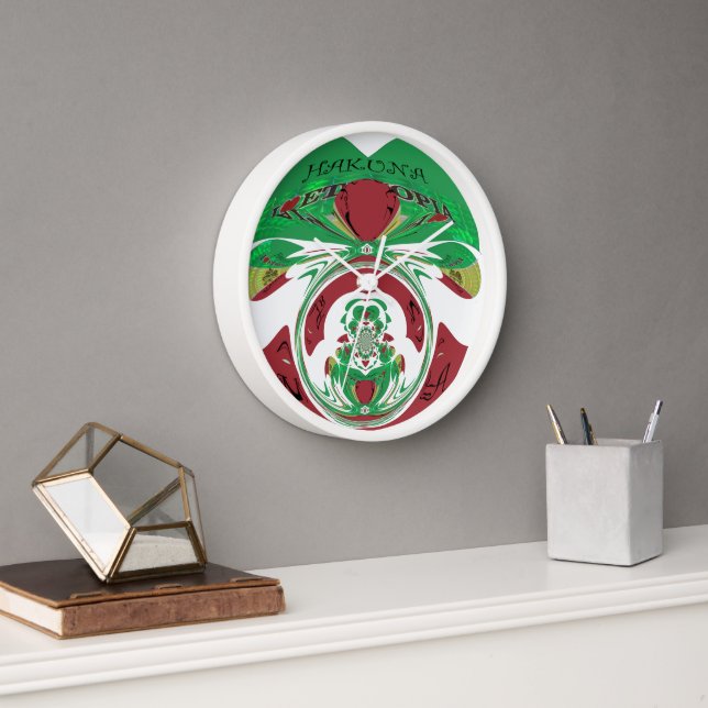 I Heart Flag - Love Ethiopia | Red Golden Green Ho Clock (Office)