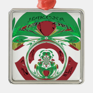 I Heart Flag - Love Ethiopia Red Golden Green Ho Metal Ornament