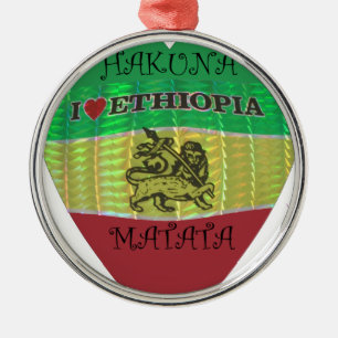 I Heart Flag - Love Ethiopia   Red Golden Green Ho Metal Ornament