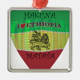 I Heart Flag - Love Ethiopia Red Golden Green Ho Metal Ornament
