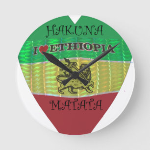 I Heart Flag - Love Ethiopia Red Golden Green Ho Round Clock