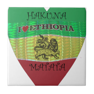 I Heart Flag - Love Ethiopia Red Golden Green Ho Tile