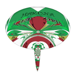I Heart Flag - Love Ethiopia   Red Golden Green Ki Cake Topper