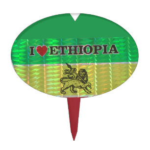 I Heart Flag - Love Ethiopia   Red Golden Green Ki Cake Topper