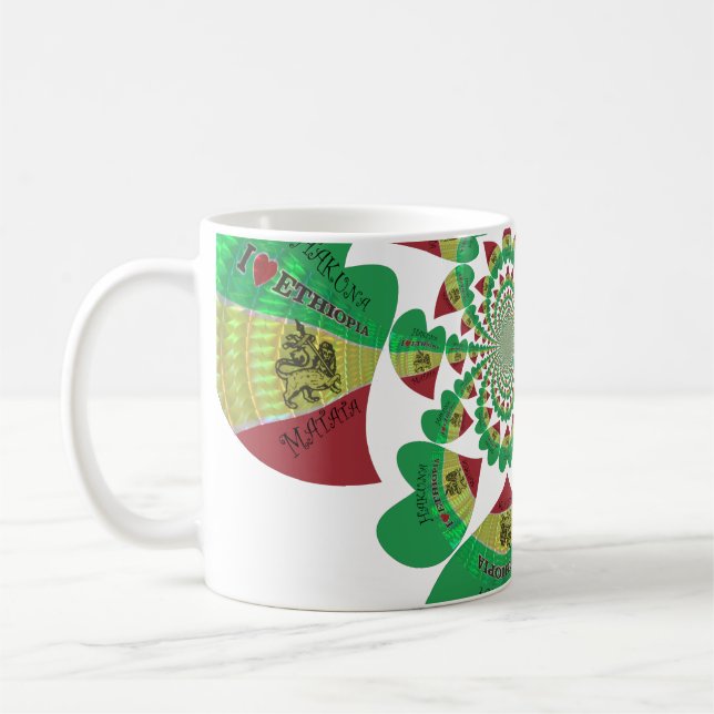 I Heart Flag - Love Ethiopia | Red Golden Green Ki Coffee Mug (Left)