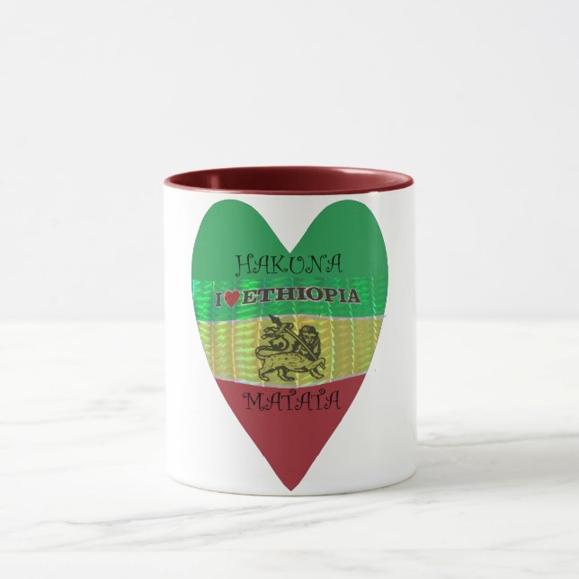 I Heart Flag - Love Ethiopia | Red Golden Green Ki Mug (Center)