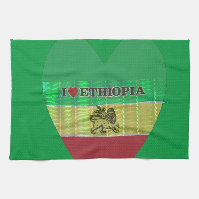 I Heart Flag - Love Ethiopia | Red Golden Green Ki Towel (Horizontal)