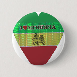 I Heart Flag - Love Ethiopia Red Golden Green Pinback Button