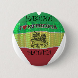I Heart Flag - Love Ethiopia   Red Golden Green   Pinback Button
