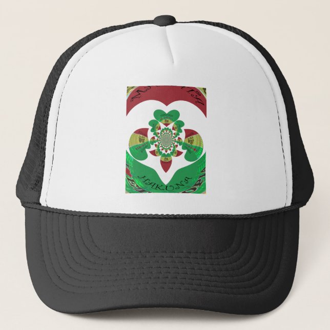 I Heart Flag - Love Ethiopia | Red Golden Green   Trucker Hat (Front)