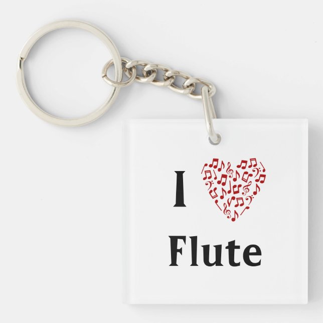 I Heart Flute - Music Instrument Keychain (Front)