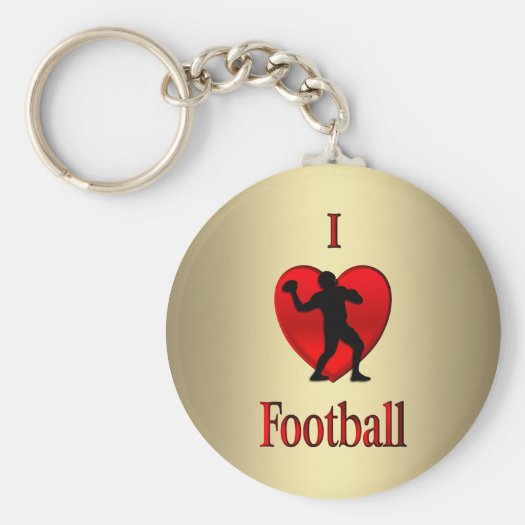 I Heart Football Basic Round Button Keychain