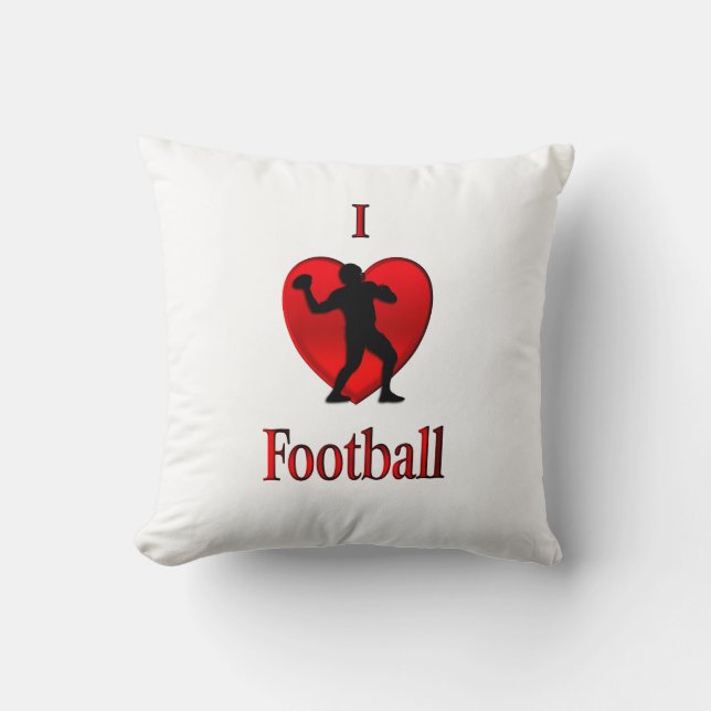 I Heart Football Cold Ones Throw Pillow (Front)