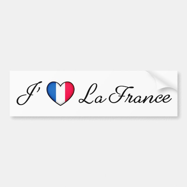 "I heart France" French Pride "J'adore La France"  Bumper Sticker (Front)