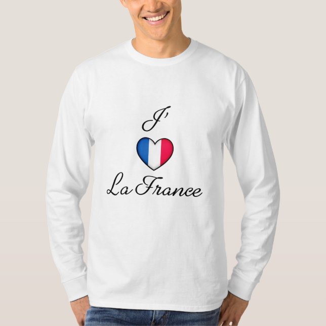 "I heart France" French Pride "J'adore La France"  T-Shirt (Front)
