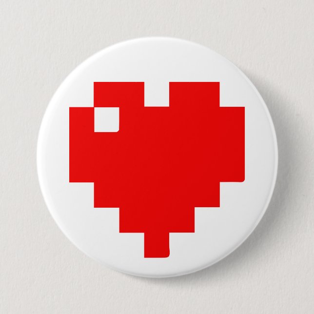 I Heart Gaming I Love Gaming Simple Pixel Art Button (Front)