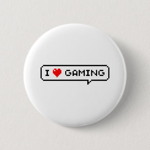 I Heart Gaming I Love Gaming Simple Pixel Art Button