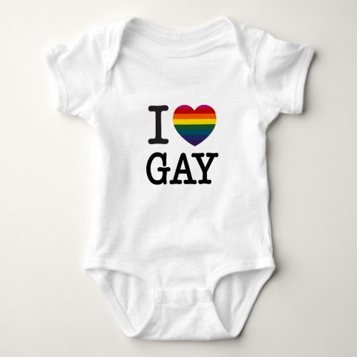 I heart Gay Rainbow Heart Baby Bodysuit