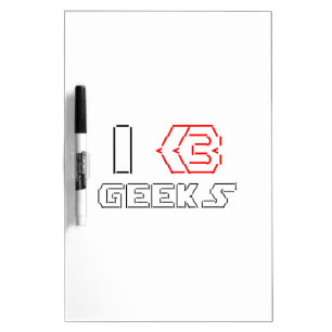 I Heart Geeks ASCII ART Dry Erase Board