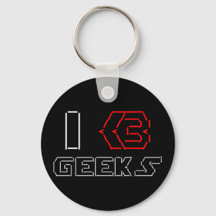 I Heart Geeks ASCII ART Keychain