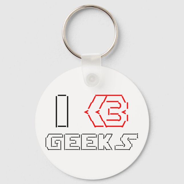 I Heart Geeks ASCII ART Keychain (Front)