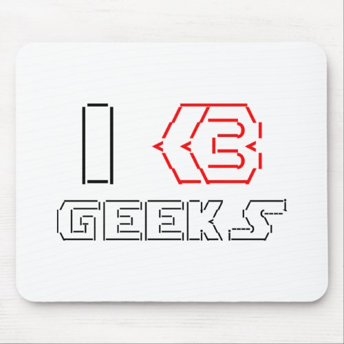 I Heart Geeks ASCII ART Mouse Pad