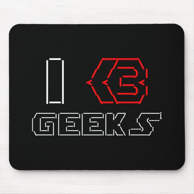 I Heart Geeks ASCII ART Mouse Pad (Front)