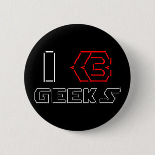 I Heart Geeks ASCII ART Pinback Button
