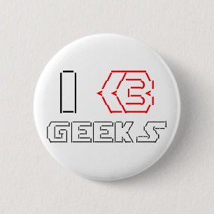 I Heart Geeks ASCII ART Pinback Button