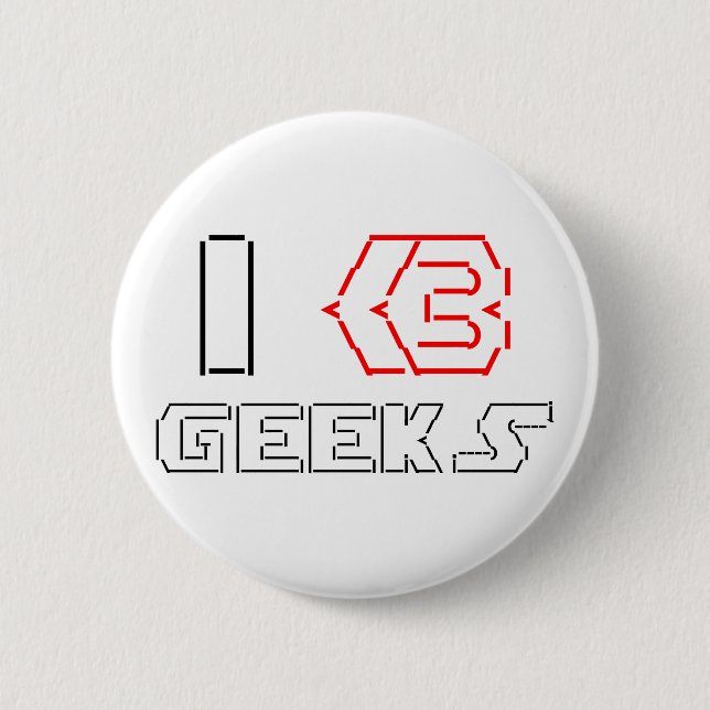 I Heart Geeks ASCII ART Pinback Button (Front)