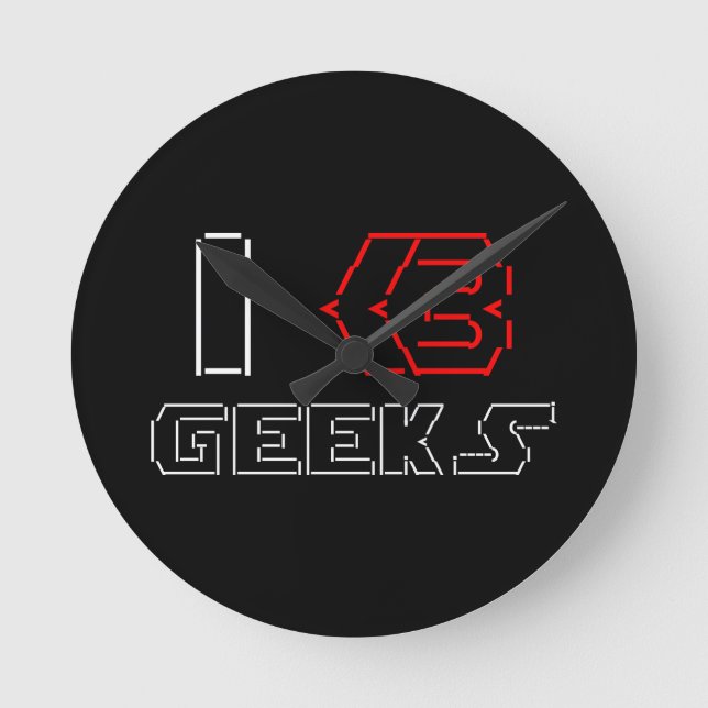 I Heart Geeks ASCII ART Round Clock (Front)