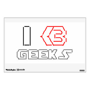 I Heart Geeks ASCII ART Wall Sticker