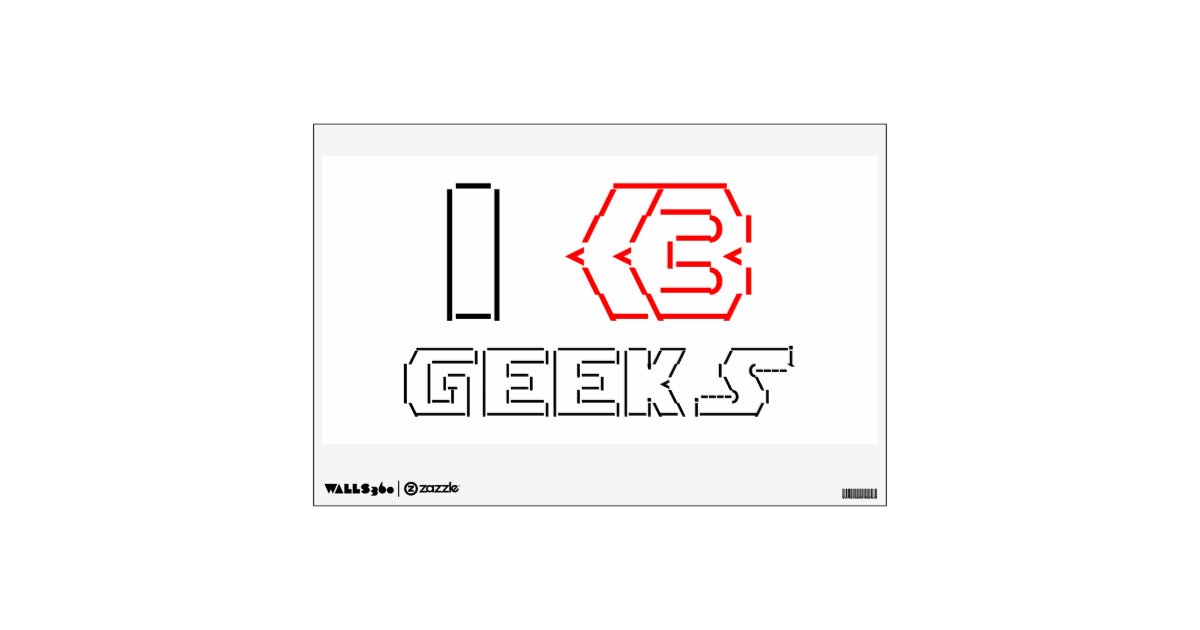 I Heart Geeks Ascii Art Wall Sticker | Zazzle