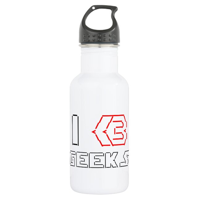 I Heart Geeks ASCII ART Water Bottle (Front)