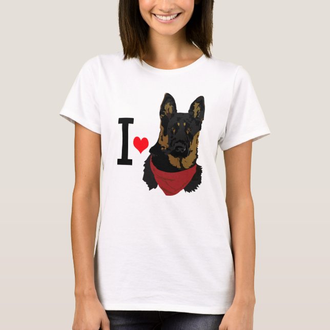 I Heart German Shepherd I love Shepards T-Shirt (Front)