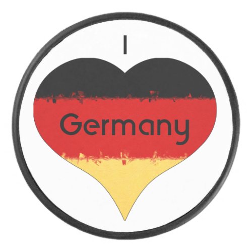 I Heart Germany German Flag  Hockey Puck