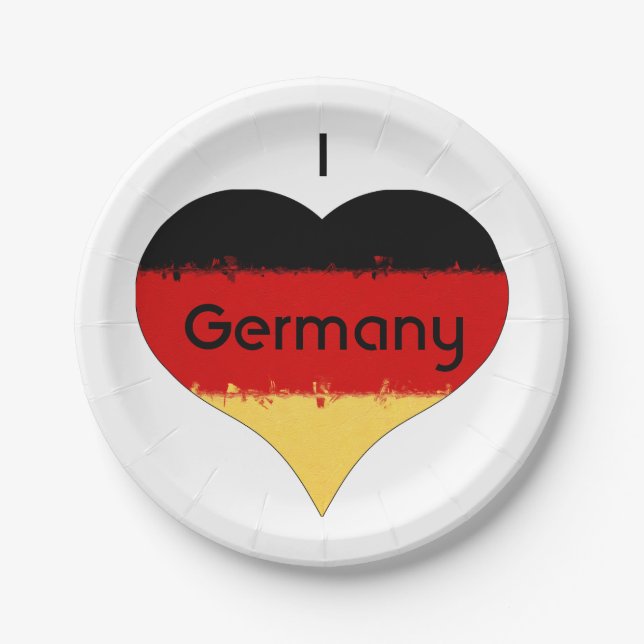 I Heart Germany German Flag  Paper Plates (Front)