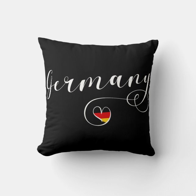 I Heart Germany, German Flag Throw Pillow (Front)