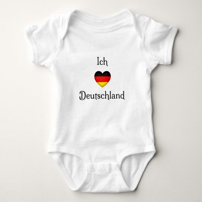 "I heart Germany" German Pride World Traveler Baby Bodysuit (Front)
