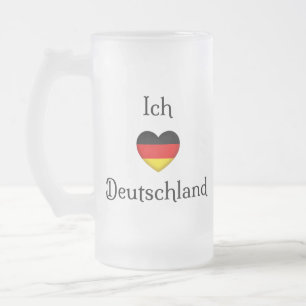 "I Heart Germany" German Pride World Traveler Frosted Glass Beer Mug